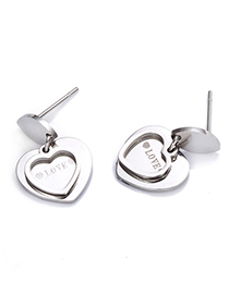 Fashion Silver Heart-shaped Stainless Steel Gold-plated Earrings