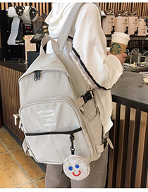 Fashion Light Gray Smiley Pendant Embroidery Backpack