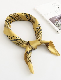 Fashion Ginger Yellow Leopard Print Plaid Silk Scarf