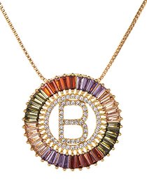 Fashion Gold Copper Inlaid Zircon Letter B Necklace