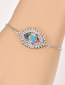 Fashion Silver Copper Inlay Zircon Eye Bracelet