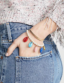 Fashion Color Alloy Pearl Shell Double Bracelet