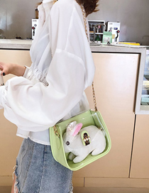 Fashion Green Simulation Bunny Pearl Lock Shoulder Bag