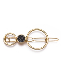 Fashion 8 Words Black Stone Alloy Geometry Crack Natural Stone Hairpin