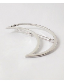 Fashion Moon Silver Geometric Three-sided Clip
