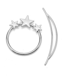 Fashion Silver Circle Size Star Hairpin