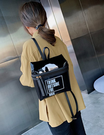 Fashion Black Printed Letter Transparent Backpack