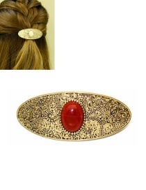 Fashion Ancient Gold Ruby Alloy Pattern Pine Stone Hairpin