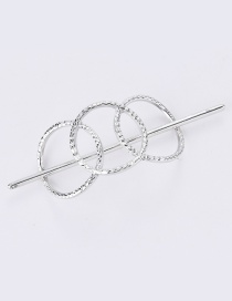 Fashion Silver Hollow Geometric Round Metal Hairpin