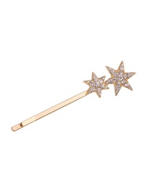 Fashion Gold Alloy Diamond-studded Five-pointed Star Hairpin