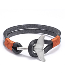Fashion Black Stainless Steel Whale Tail Bracelet
