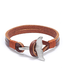 Fashion Brown Stainless Steel Whale Tail Bracelet