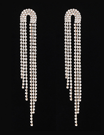 Fashion Gold Diamond Tassel Multi-row Earrings