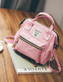 Fashion Pink Canvas Backpack Shoudlder Bag