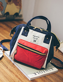 Fashion Red With Blue Canvas Backpack Shoudlder Bag