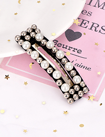 Fashion White + Silver Alloy Resin Square Beads Hairpin