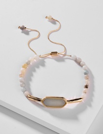 Fashion Color Alloy Natural Stone Beads Adjustable Bracelet
