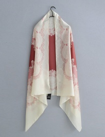 Fashion Jujube Red Gradient Lace Print Scarf