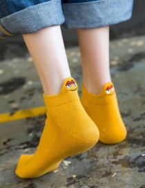 Fashion Ginger Yellow Little Monster Embroidery Socks 8 Pairs Gift Box