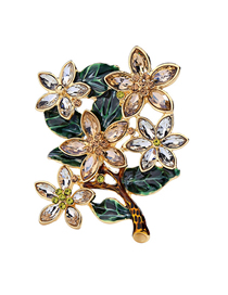 Fashion Flower Alloy Drip Flower With Diamond Resin Brooch
