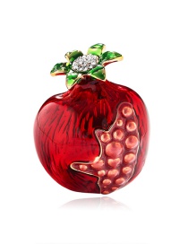 Fashion Color Alloy Drop Oil And Diamond Pomegranate Brooch