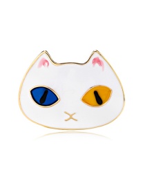 Fashion White Alloy Dripping Cat Brooch