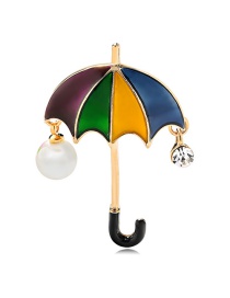 Fashion Color Alloy Drop Oil Pearl Umbrella Brooch