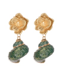 Fashion Gold Alloy Flower Conch Earrings