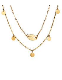Fashion Gold Shell Round Two-layer Alloy Necklace