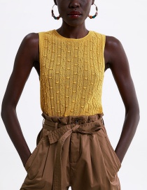 Fashion Yellow Textured Knit Vest