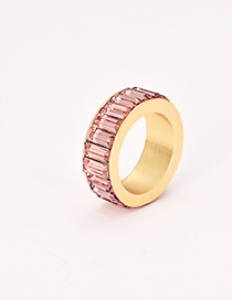 Fashion Light Pink Alloy Diamond Ring