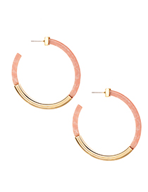 Fashion Pink Alloy Resin Semi-circular Earrings