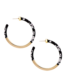 Fashion Black Alloy Resin Semi-circular Earrings
