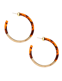 Fashion Brown Alloy Resin Semi-circular Earrings