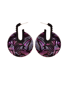 Fashion Purple Alloy Resin Round Earrings