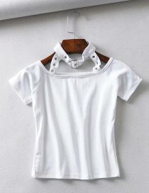 Fashion White A Collar T-shirt