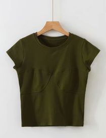 Fashion Army Green Imitation Bra Style T-shirt