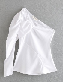 Fashion White Asymmetrical One-shoulder Shirt
