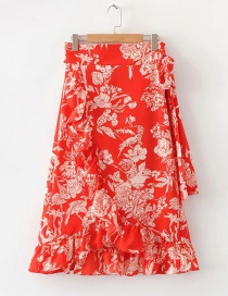 Fashion Red Printed Lace Skirt
