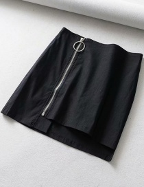 Fashion Black Zipper Irregular Slim Skirt