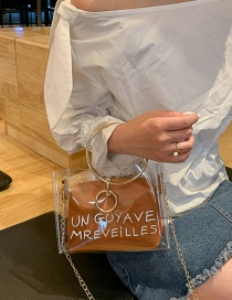 Fashion Brown Transparent Letter Chain Single Shoulder Messenger Bag