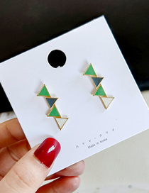 Fashion Green Contrast Triangle Earrings