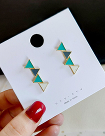 Fashion Blue Contrast Triangle Earrings