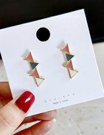 Fashion Pink Contrast Triangle Earrings