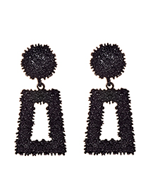 Fashion Black Alloy Rectangular Earrings