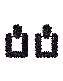 Fashion Black Alloy Square Earrings
