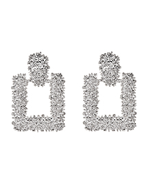 Fashion Silver Alloy Square Earrings