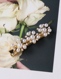 Fashion 60085 Flash Diamond Flower Pearl Hair Clip