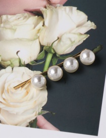 Fashion 60086 White Flash Diamond Flower Pearl Hair Clip