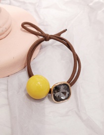 Fashion Bright Yellow Acrylic Ball-studded Hair Rope